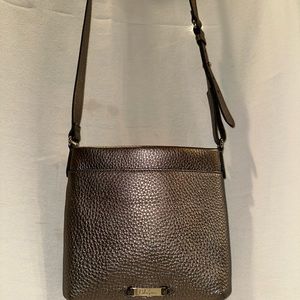 COLE HAAN WOMENS SHOULDER BAG SILVER PEBBLED LEATHER- like newcondition